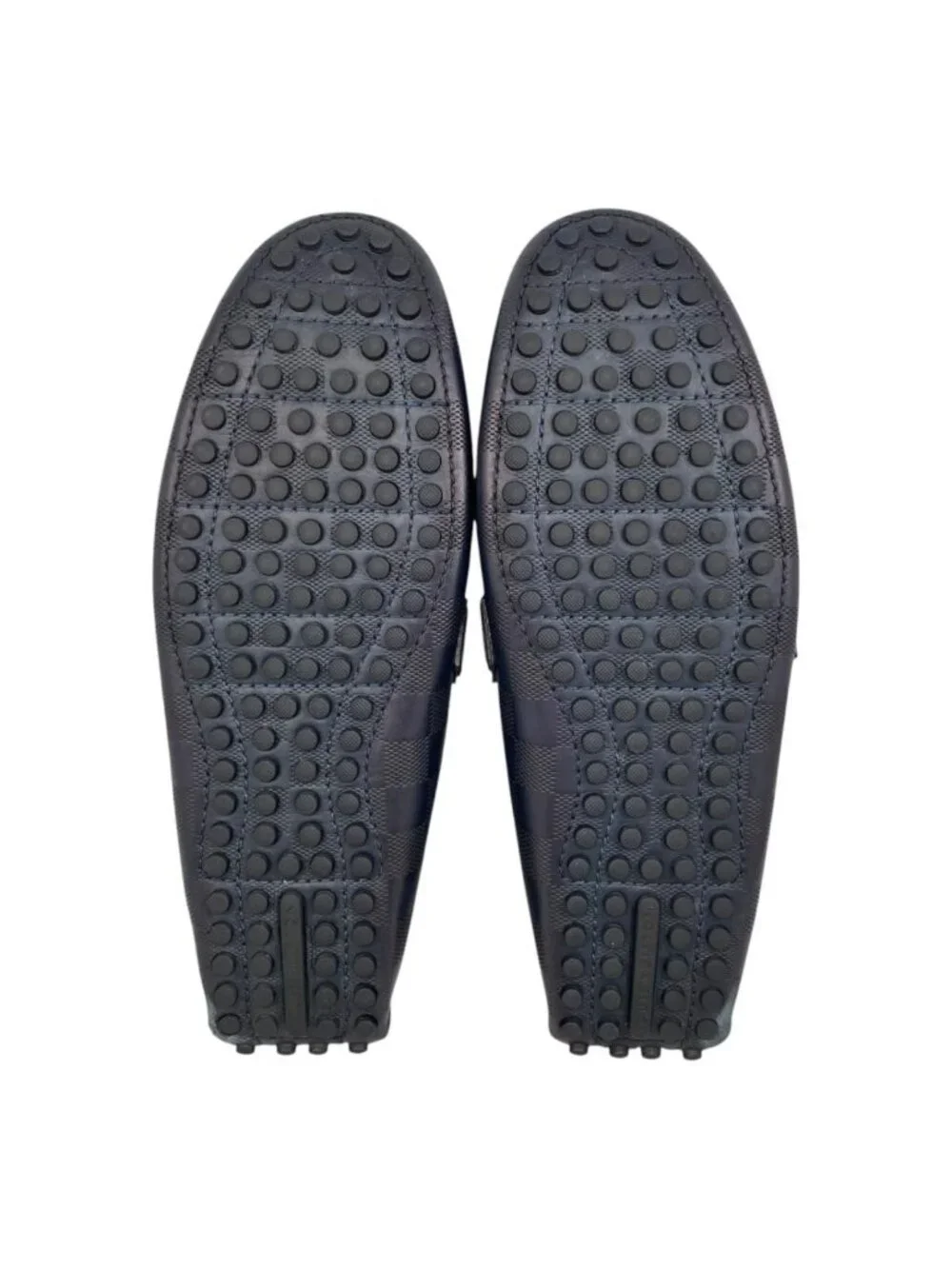 Louis Vuitton Loafers Hockenheim Line Driving Shoes 6 Damier LV Logo Navy
